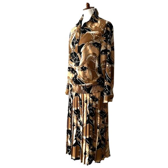 Vintage Medium Set Petite Skirt Top MP Pleated Classic Equestrian Chain Print - Picture 8 of 16